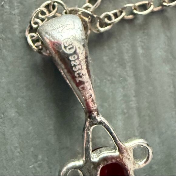 925 Sterling Silver CZ Cross Pendant Necklace - Picture 5 of 8